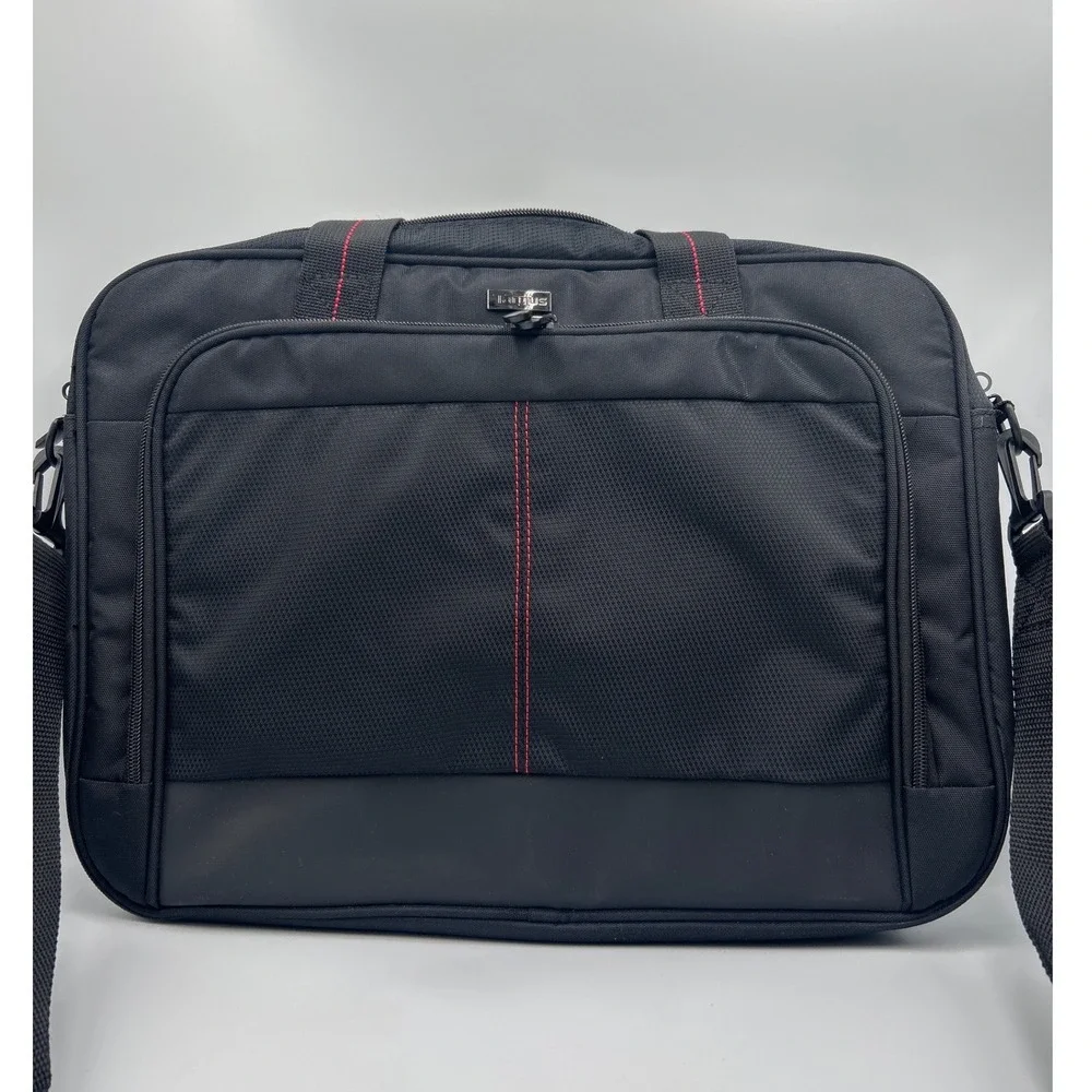 Targus Black Nylon Laptop Messenger‎ Bag Red Stitching Briefcase Case TBT238US